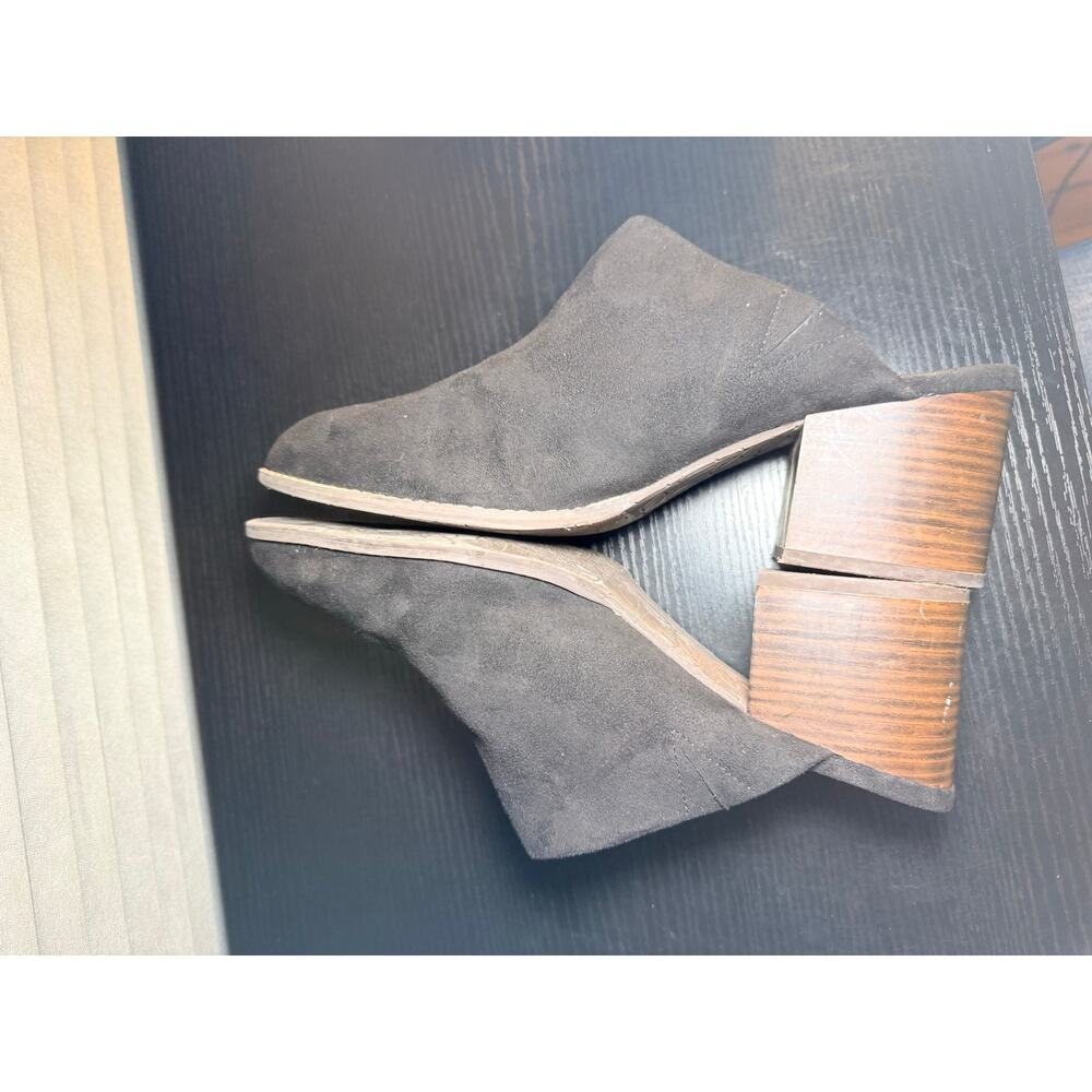 Melrose Ave Vegan Suede Mule Heels Black Slip On Block Heel Shoes Women’s Size 9 - Picture 10 of 11